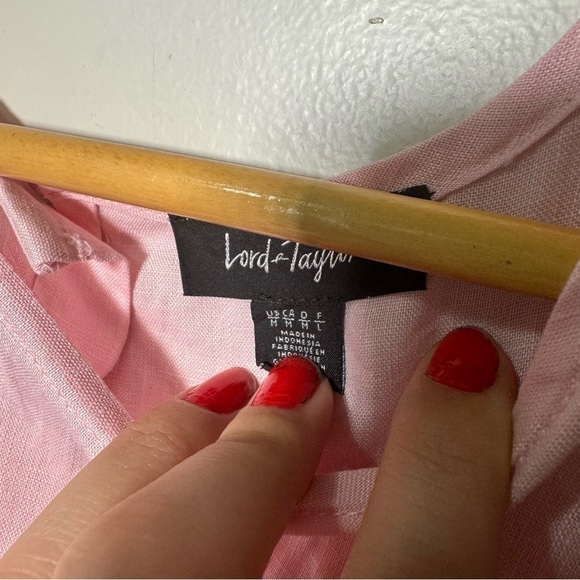 100% linen pastel  pink tank top M boho cottage beach - Picture 5 of 6